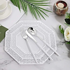 144 Teile Einweg Silberbesteck Hochzeit Party Urlaub 48 Gabeln 48 Messer 48 Löffel - Bild 1 von 3