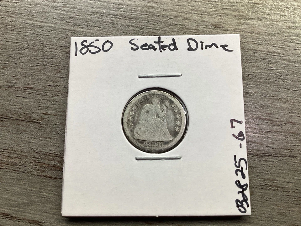 1850 Seated Liberty Silver Dime Type 2 with Stars & Drapery No Arrow 032825 67tr - Image 1 of 4