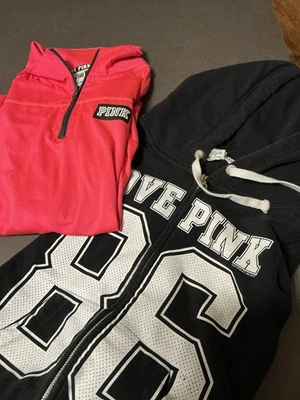 Rosa Victoria’s Secret 1/4 Cremallera S Logo Atlético SIN USAR/Negro Cremallera Completa XS Foto 1 de 4