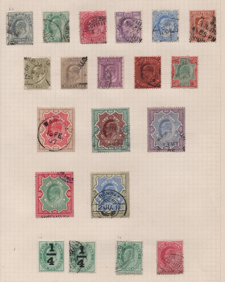 BRITISH INDIA KEVII 1902-1906 SCOTT 60-75 USED & 77-79 - Image 1 of 1