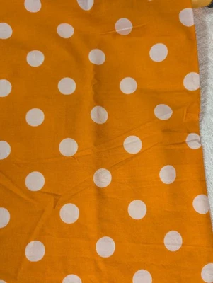 Orange White Polka Dot  Cotton Fabric Quilting  2.25 Yds X 56"   - Image 1 of 2