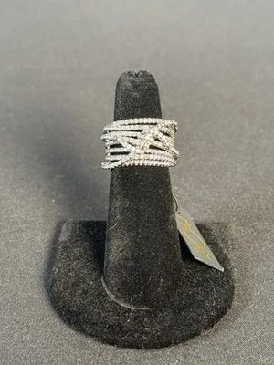 nOir JOYERÍA SEIS BANDAS TWIST ESTRÁS GUNMETAL NEGRO TALLA 6.5 NUEVO CON ETIQUETAS Foto 1 de 3