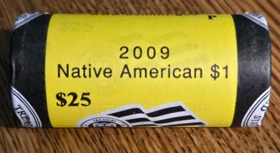 Rollo de 25 monedas nativas americanas Sacagawea 2009-P como nuevas de $1 dólares de oro H/H Foto 1 de 4