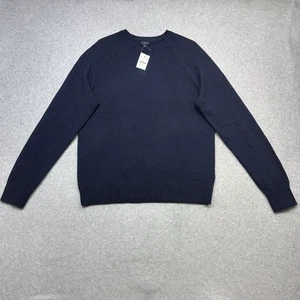 J Crew Sweater Mens Medium Navy Blue Wool Blend Pullover Crewneck Classic Casual - Picture 1 of 12