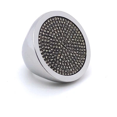MICHAEL KORS Crystal Pave Chunky Pinky Ring Size 6 Bling Rhinestones Silver Tone - Image 1 of 4