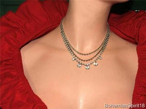 Collar Vintage Retro ESTRÁS Juego de Punta Brillante de Tres Hebras - Imagen 1 de 1