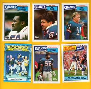 1987 Topps New York Giants Set Lawrence Taylor Phil Simms Mark Bavaro H Carson - Imagen 1 de 1