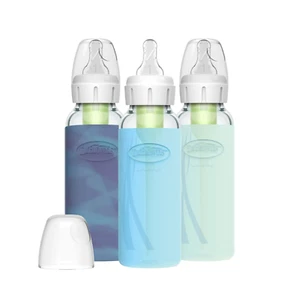 Natural Flow Anti-Colic Options+ Narrow Glass Baby Bottle, 8 Oz/250 Ml, with Sil - Picture 1 of 12
