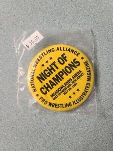 1984 Vintage WWF NIGHT OF CHAMPIONS BUTTON Pro Wrestling Alliance Magazine - Picture 1 of 2