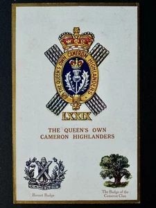 Regimental Badges QUEEN'S OWN CAMERON HIGHLANDERS Postcard by Gale & Polden 1627 - Picture 1 of 2