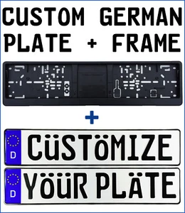 Custom German License Plate + Frame: Customize Your Plate - Picture 1 of 14