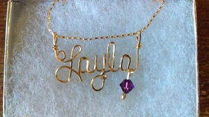 LAYLA wire name necklace in your choice of metals, Fast shipping! Teen Gift - Picture 1 of 14