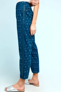 By Anthropologie XL NWT Beaded Beach Pants Cotton Turquoise Teal New - Picture 1 of 5