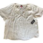 Vince Camuto Womens Size XXL White Satin Shirt Blouse Top NWT Flaw