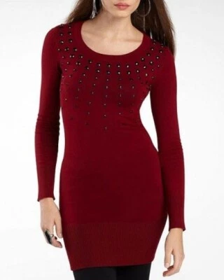 Vestido Suéter Rojo Bisou Bisou Adornado Manga Larga Tejido Acogedor Elegante Pequeño Nuevo con Etiquetas Foto 1 de 4