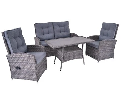 Lounge Set 4-tlg. Denver Garten Sitzgruppe Loungegarnitur omega-grau - Bild 1 von 2