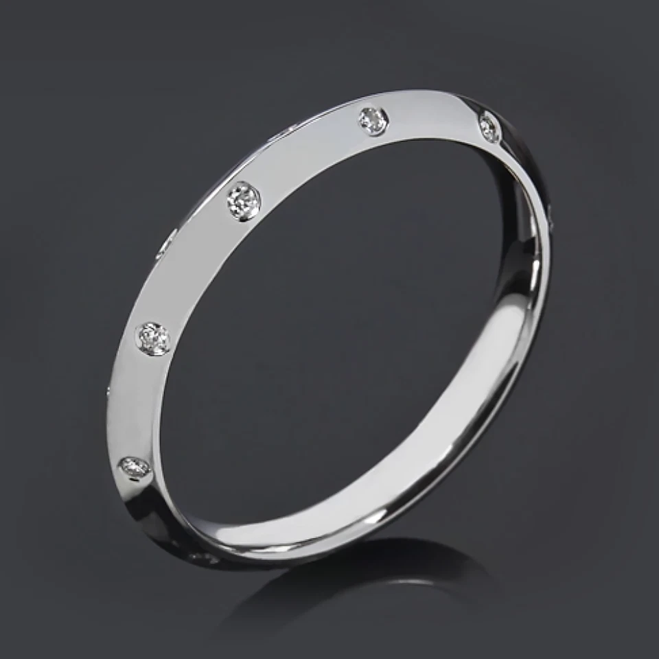 Diamond Women Band Lab Grown 0.30 Carat Round Cut 18k White Gold All Size 6 7 - Image 1 of 4