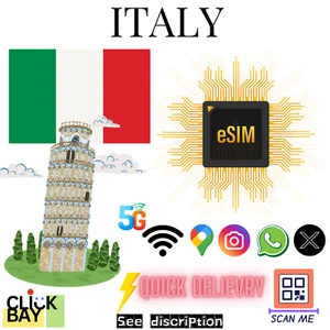 [eSIM] Italie Voyage e-SIM Haute Vitesse 4G/5G Données pendant 30 Jours (Données uniquement) - Photo 1 sur 7