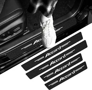 4pcs Carbon Fiber Car Door Sill Plate Protector Cover Sticker For  Accord - Picture 1 of 10
