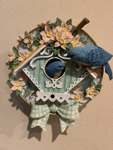 Vintage Avon Birdhouse Plate Wall Hanging Blue Bird Cover