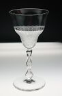 Quality Antique Needle Etch Cut Stem Wine or Cocktail Glass Crystal Optic Etched