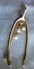 Elegant Mid Century Modern Cultured Pearl Gold-tone Wishbone Brooch 1960s vintag
