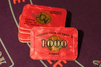 X1 PLATE 1000 AVIATION CLUB DE FRANCE BURGOGNE & GRASSET CASINO POKER CHIPS - Image 1 of 4