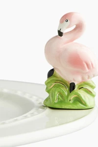 Nora Fleming Mini Tickled Pink Flamingo Ceramic Platter Charm A205 Hand-Painted - Picture 1 of 6