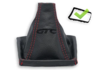 OPEL ASTRA H FUNDA PALANCA DE CAMBIOS BORDADO GTC NEGRO COSTURAS ROJO + MARCO - Imagen 1 de 5