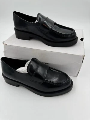 Mocasines de cuero Aldo SYLLA para mujer negros brillantes con plataforma sin cordones talla US 9 Foto 1 de 4