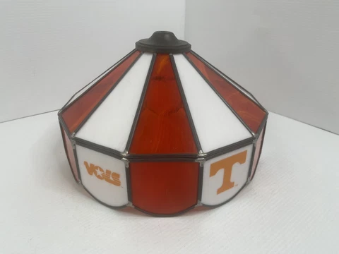 Vintage TN Vols Tennessee Volunteers Stained Glass Lamp Shade White & Orange Cover