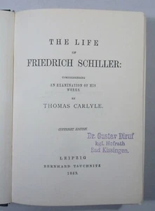 Thomas CARLYLE: THE LIFE OF FRIEDRICH SCHILLER, Tauchnitz 1869, inglés - Imagen 1 de 6