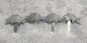 Antique (1977) Pewter Armadillo Corn on the Cob Holders -4 Total - Picture 1 of 1