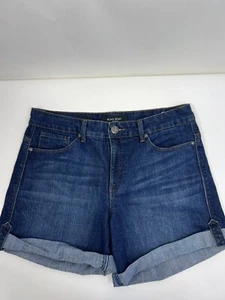Nine West Jean Shorts Women's Sz 10/30 Blue 5 Pocket Tabbed Cuffs - Picture 1 of 7