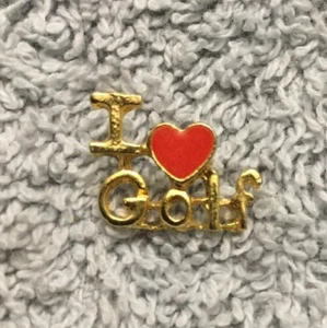I HEART Golf Gold Sport Game Ball Dad Lapel Hat Tie Scatter Pin Brooch New #K2 - Picture 1 of 3