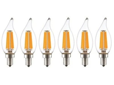 Aspen Chandelier LED 6W Lightbulbs Edison Clear Glass Candle Style Dimmable - Image 1 of 3