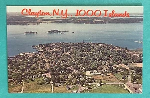 Air View of Clayton 1000 Islands NY New York Aerial View Postcard - Picture 1 of 2