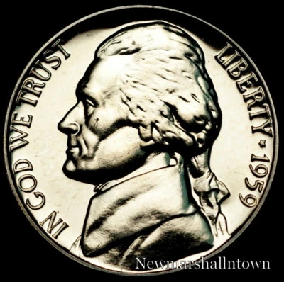 1959 Jefferson Mint Proof Nickel from Original Proof Set  (Raw Coin)  - Image 1 of 2