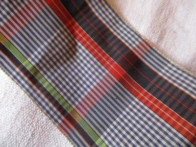 Ruban tissage écossais ancien 1940-1950 6,3 m x 6,5 cm - Photo 1/3