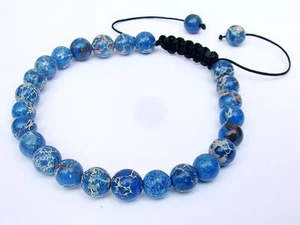 Pulsera para hombre todas las cuentas naturales de jaspe de piedra preciosa de impresión de 8 mm - Imagen 1 de 1
