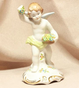Vintage Wilhelm Rittirsch Angel Cherub Holding Flowers German porcelain - Picture 1 of 7