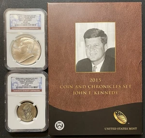 2015 P John F Kennedy Coin and Chronicles Set NGC MS69 & PF69 First Strike - Picture 1 of 9