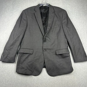 Jos A Bank Blazer Mens 46R Gray Wool Windowpane Check Suit Jacket Tailoreded Fit - Picture 1 of 11