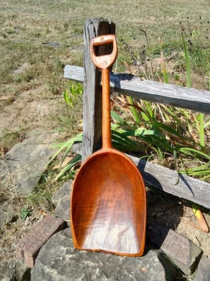 Antique Primitive Apple Shovel Curly Maple Wood and Hand Hewn Folk Art 1830s - Image 1 of 4