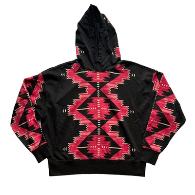 Lauren Ralph Lauren L Etiqueta Negra Tribal Azteca Negro Pullover Sudadera con Capucha Sudadera Foto 1 de 4