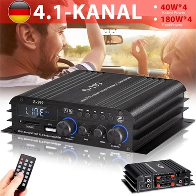 Mini 4-Kanal Digital-Leistungsverstärker Bluetooth Heim/Auto Speaker Amplifier - Bild 1 von 4