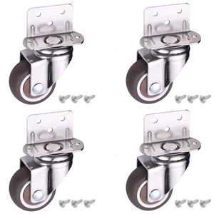 4 Pcs 1 Inch Side Mounting Casters, TPE Swivel Plated Caster Wheels, L- Shape... - Picture 1 of 7
