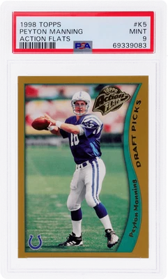 Topps Peyton Manning Action Flats 1998 #K5 PSA 9 Rookie RC Foto 1 de 2