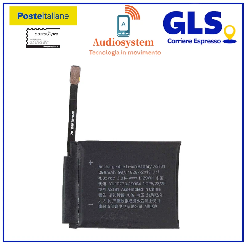 BATTERIA PILA per APPLE WATCH SERIE 5 44mm A2181 A2093 5' Gen. Pari Originale - Immagine 1 di 1