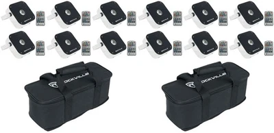 12 Rockville Mini RF1 V2 RGBWA+UV DMX DJ/Party Wash Lights+4-Ch RF Remote+Bags - Image 1 of 4